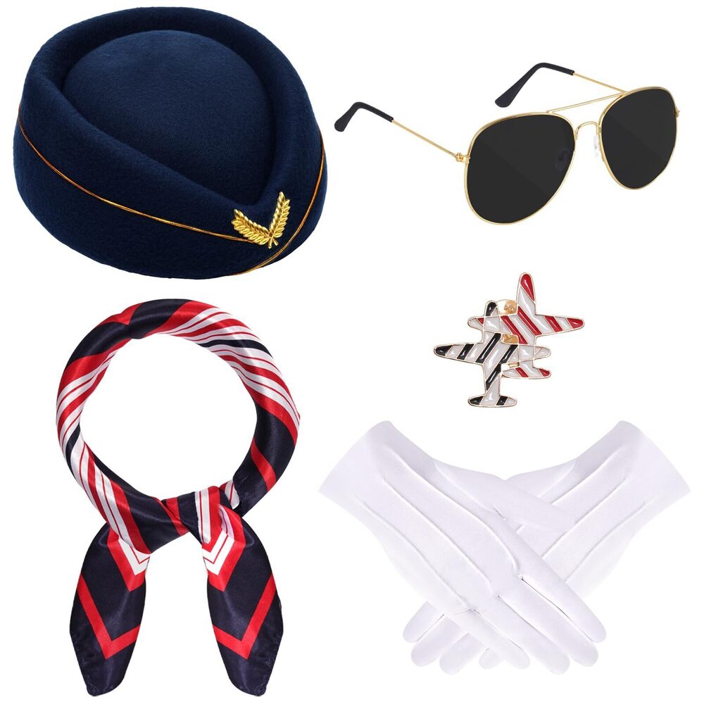 6632 6pcs Halloween Flight Attendant Costume Accessoriess